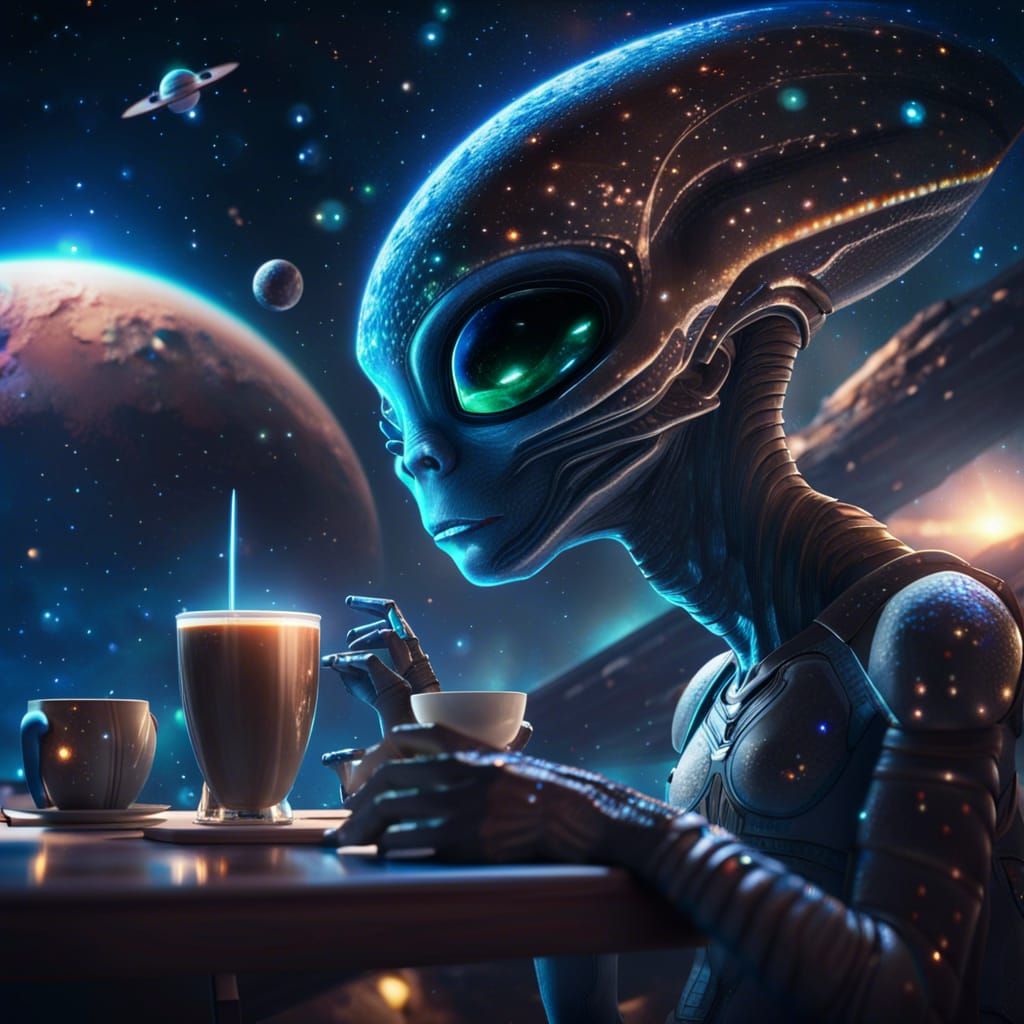 Alien Bar on Meteor in Astral Cosmic Style