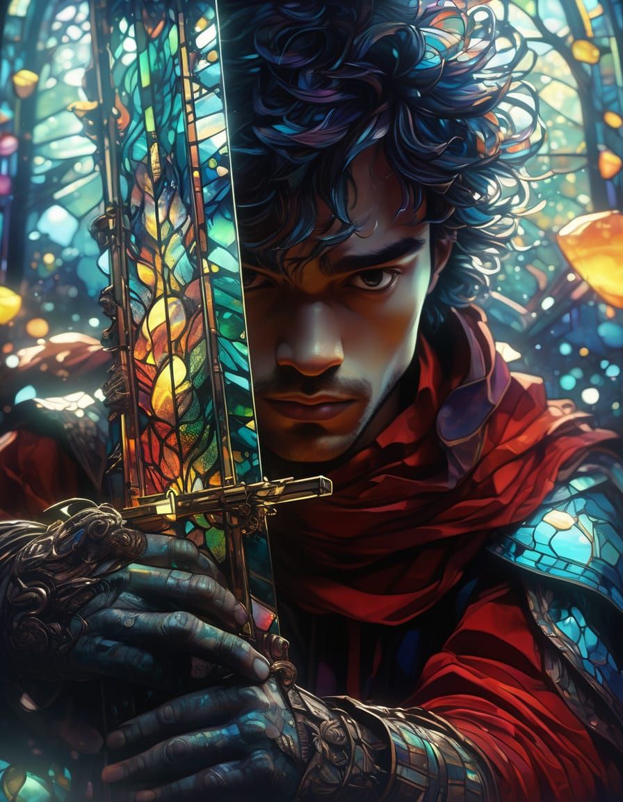 Vibrant Stained Glass Masterpiece in Hyper-Realistic Digital...