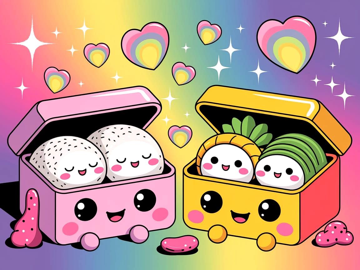 Anthropomorphic Bento Boxes in Pop Art Style