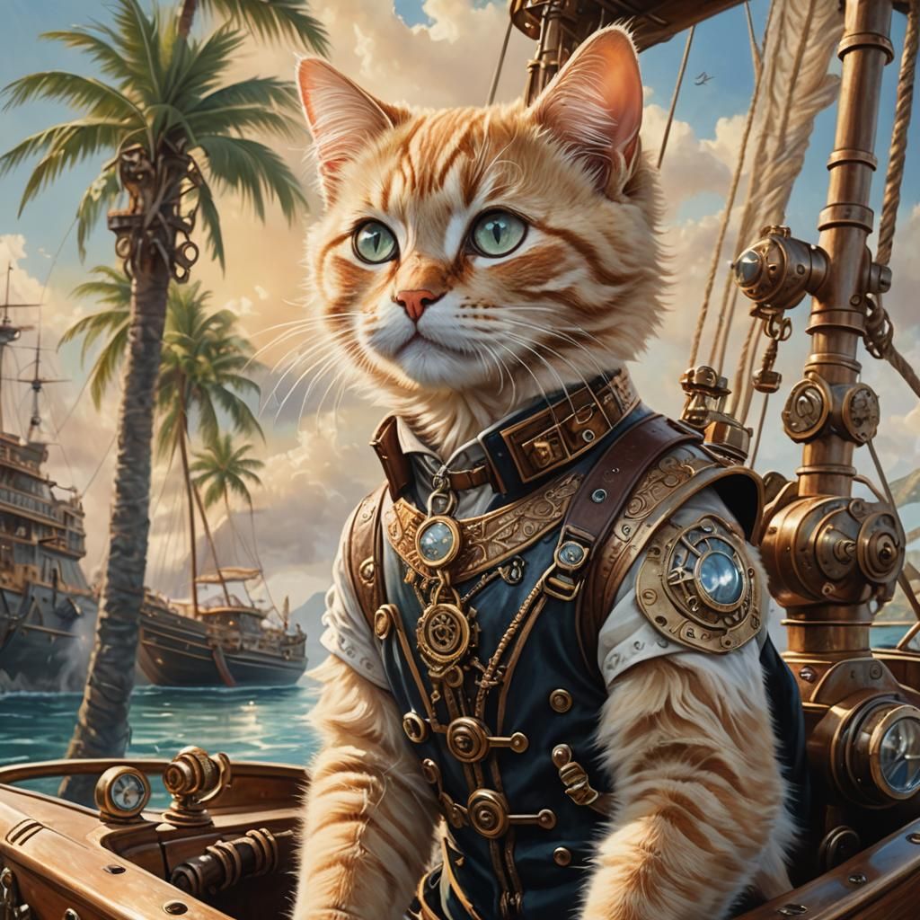 Steampunk Boat Adventure on a Sunny Shore