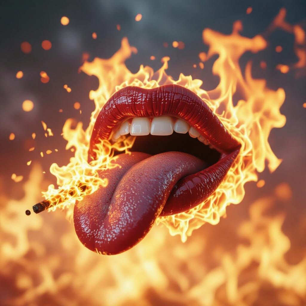 Fiery Tongue: A Dramatic Cinematic Film Still