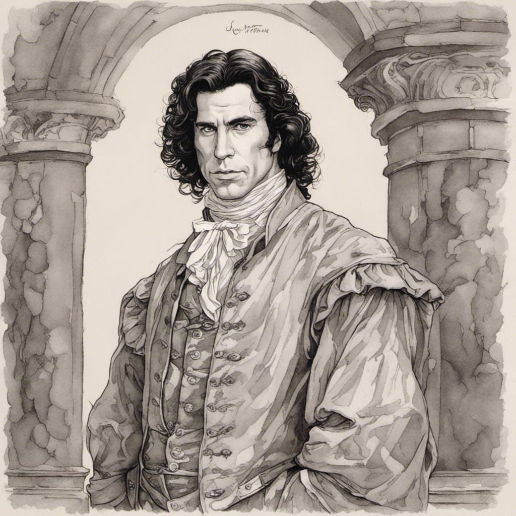 John Travolta as 17th Century Man in Art Style