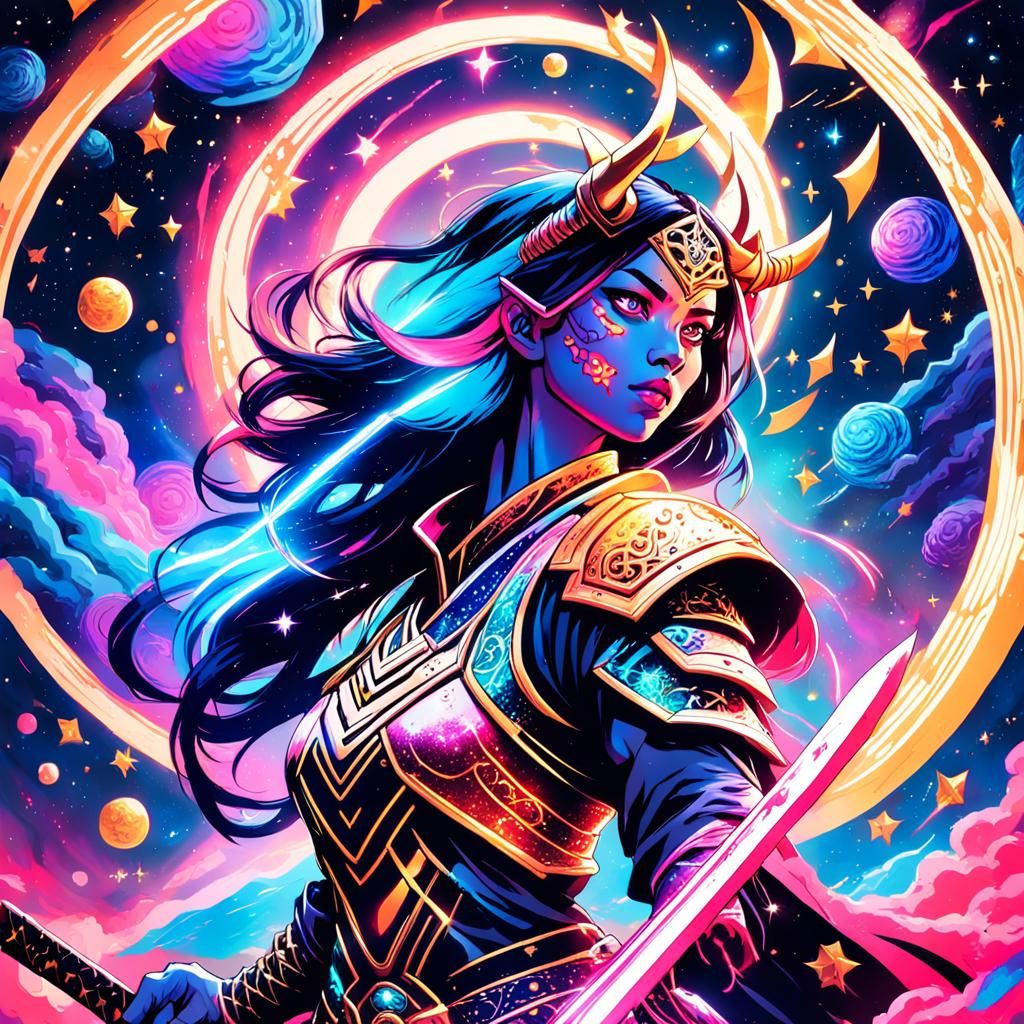 Victorious Galaxy Demon Slayer in Fantasy Art