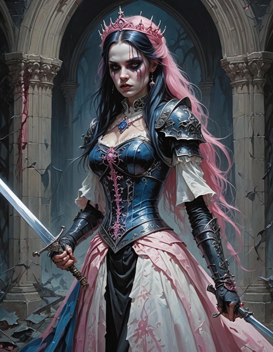 Gothic Princess with Sword in Sinister Style