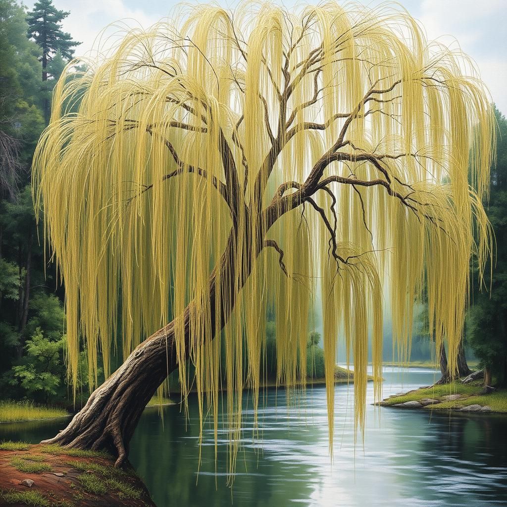 Weeping Willow Tree (Autumn River Scene)