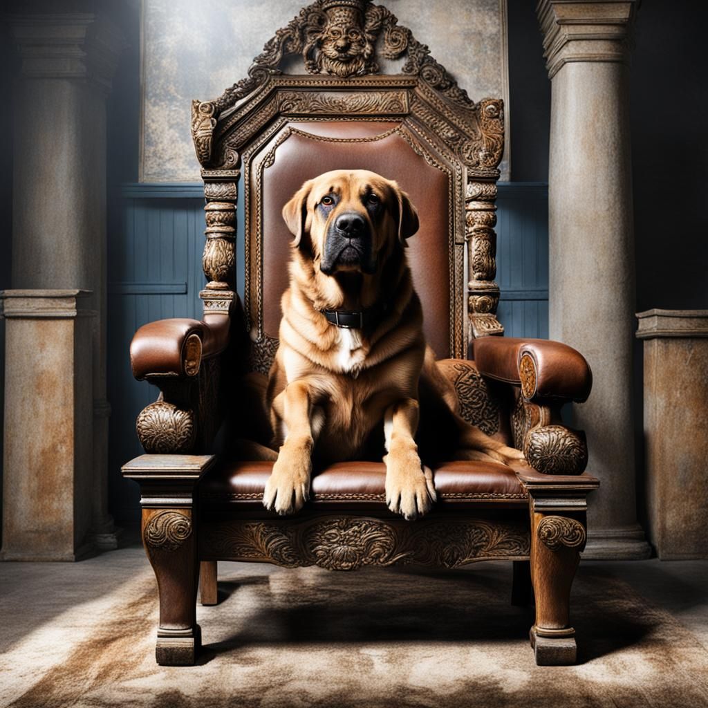 Majestic Dog King on Throne