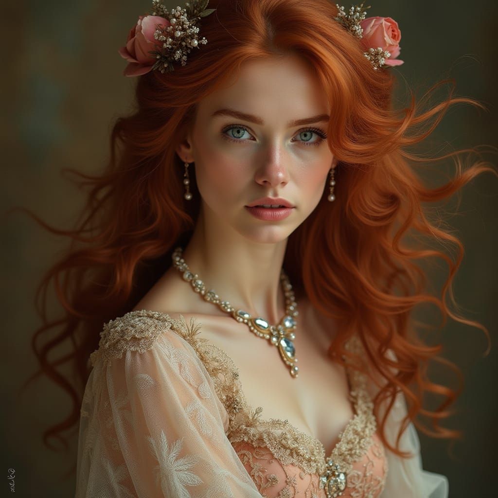 Ethereal Auburn Beauty in Classic Portrait Style