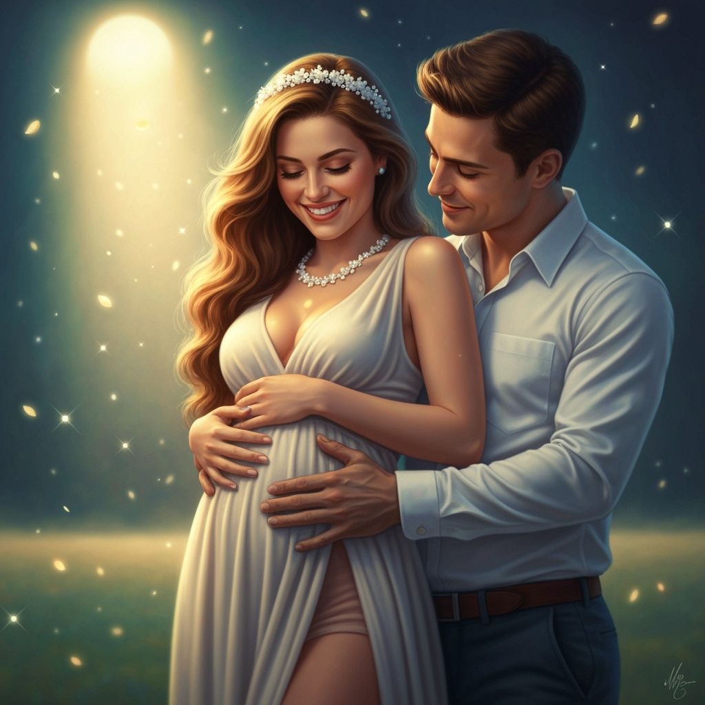 Pregnant Woman and Partner in Golden Light