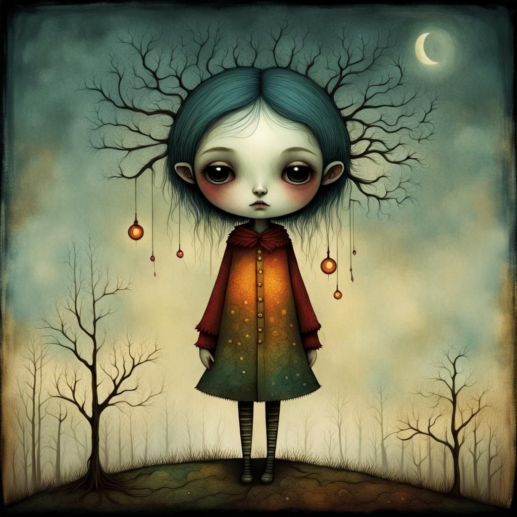 Moody Girl Portrait in Surreal Fantasy Art Style