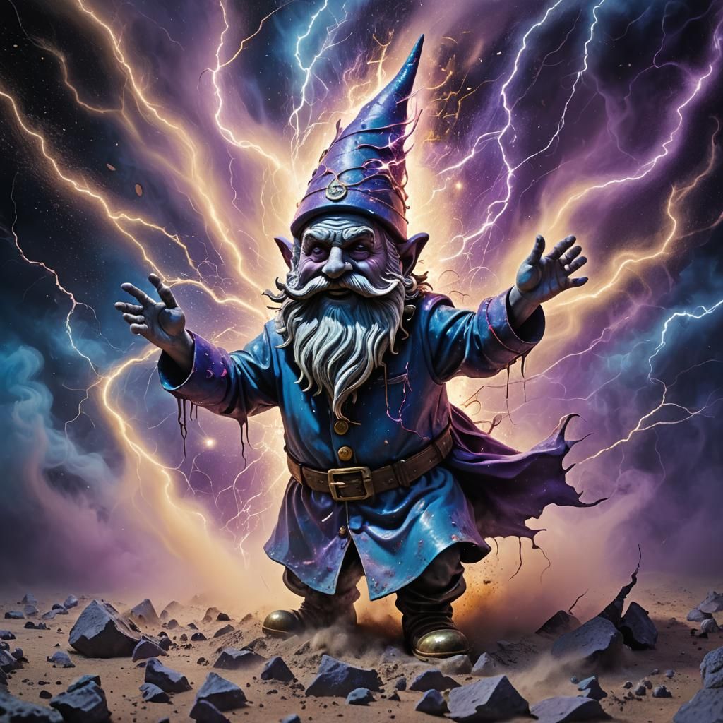 Electric Dust Gnome in a Surrealist Vortex