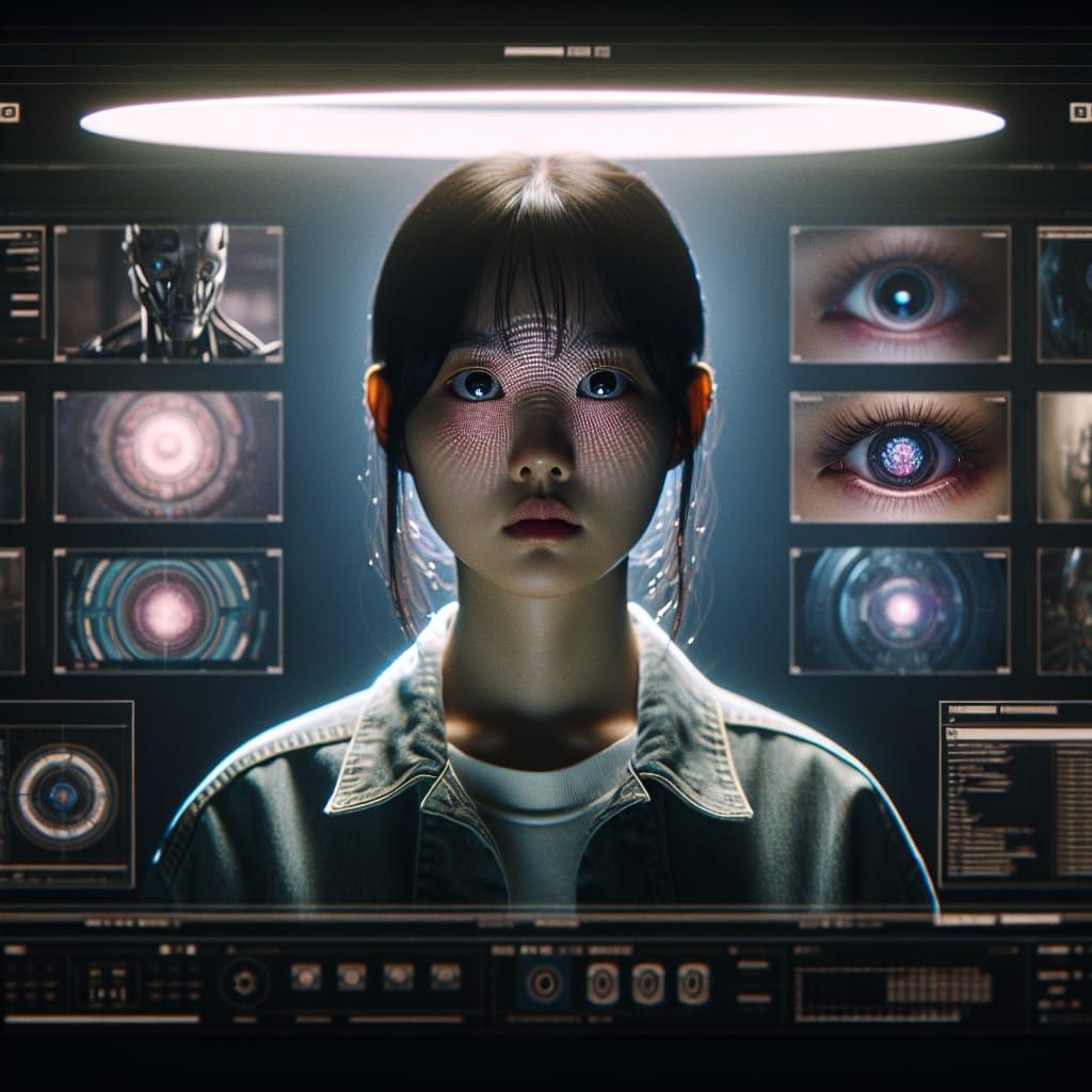 Hypnotic Robot Captivates Hacker in Cyberpunk Setting