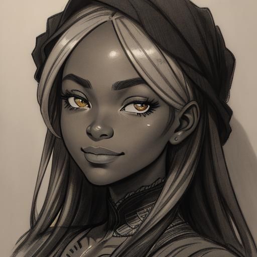 Expressive Charcoal Portrait of an African Girl