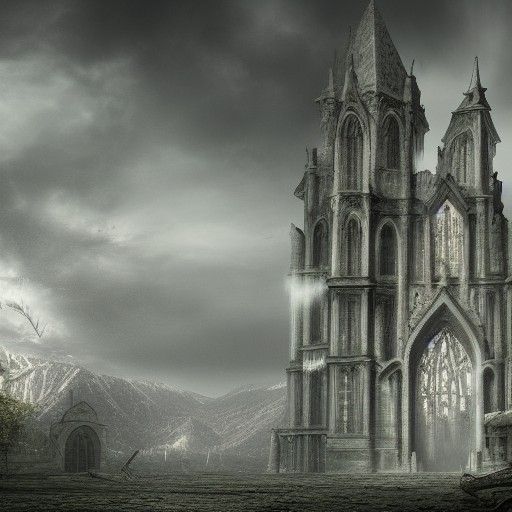 Dark Gothic Castle in Matte Painting Style