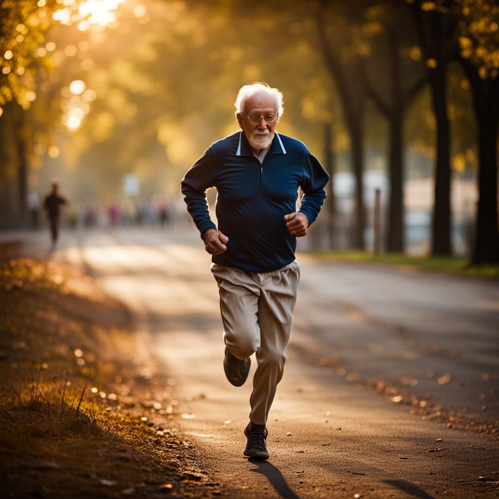 Sharp Photo of Elderly Person Running