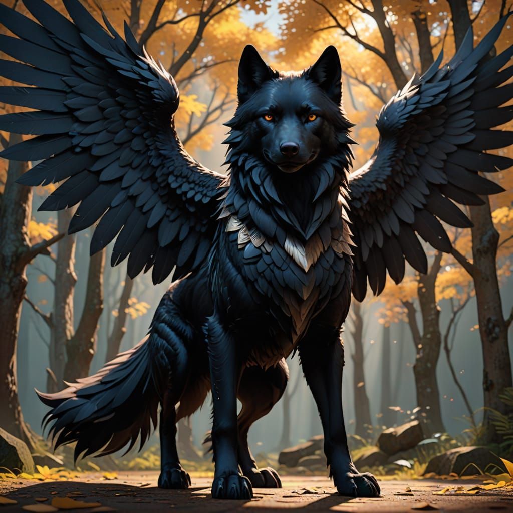 Breathtaking Anime-Inspired Creature with Wings and Fur