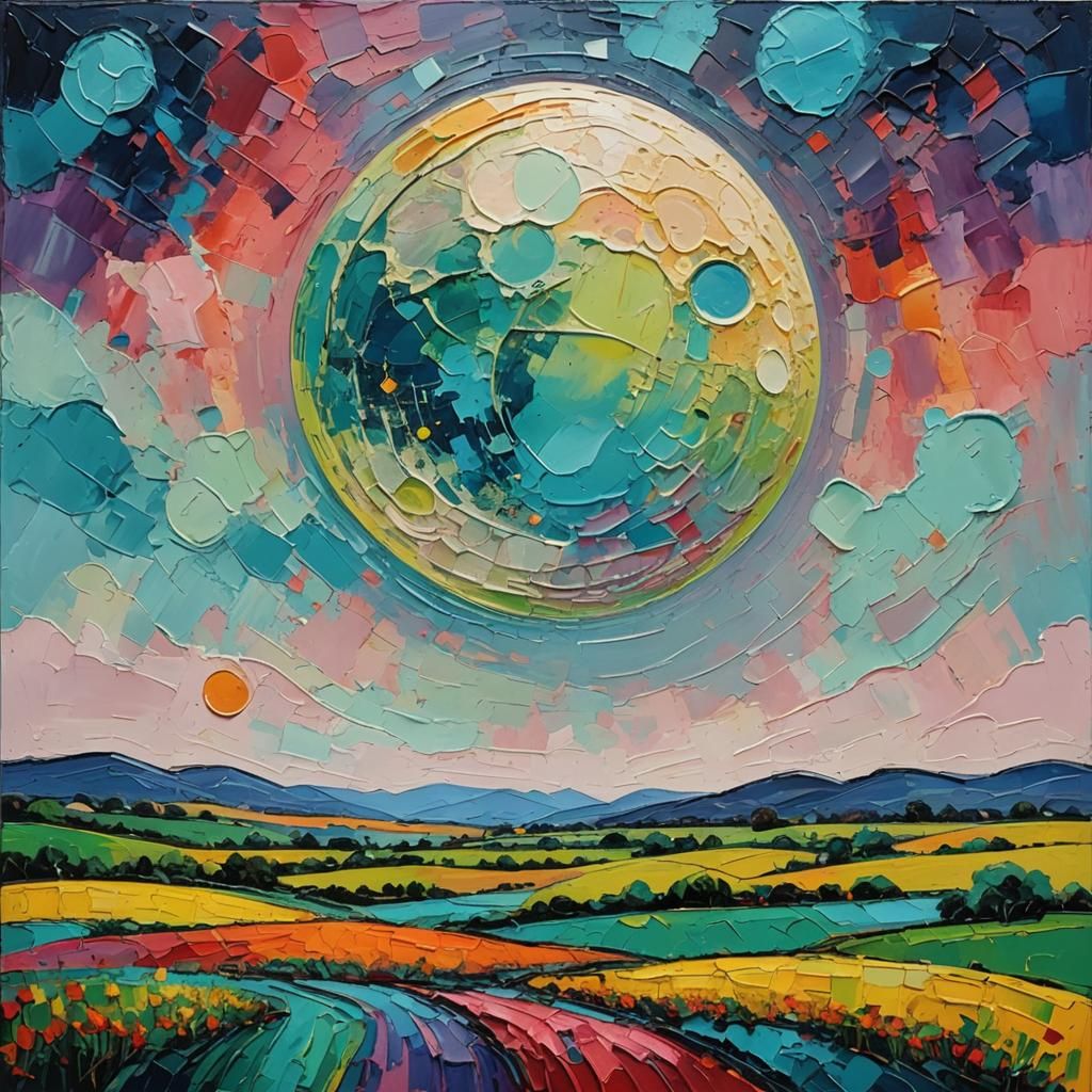 Surreal Moon in Pop Art Style