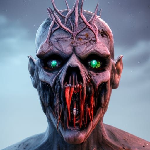Detailed Zombie Mask Concept Art in Deep Color