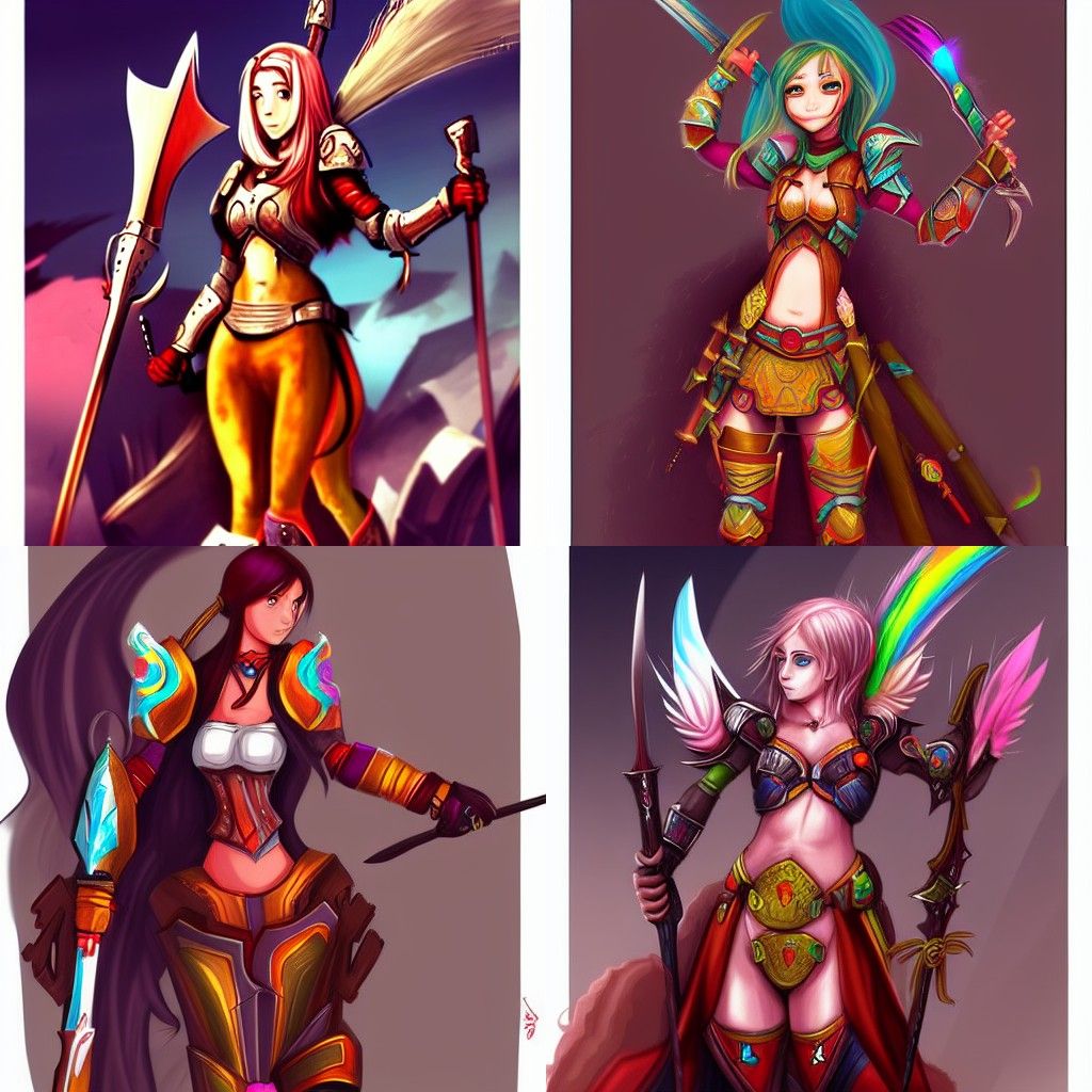Colorful Armored Girls in Fantasy Digital Art