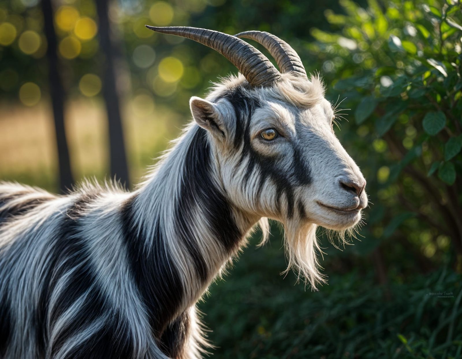 Surreal Goat in Vibrant Striped Patterns