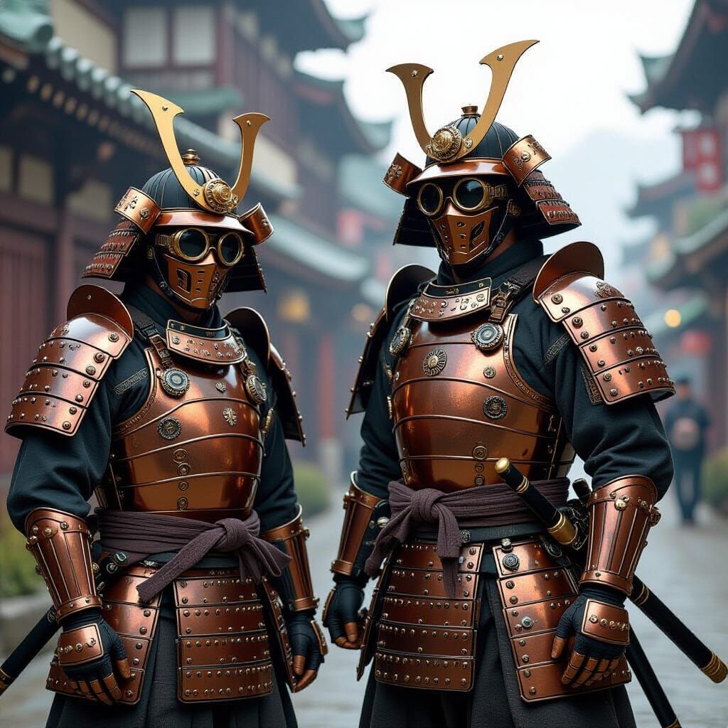 Steampunk Samurai in Feudal Japan Style