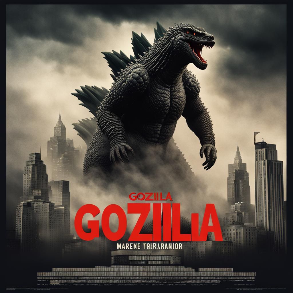 Godzilla Movie Poster in Soviet Propaganda Style