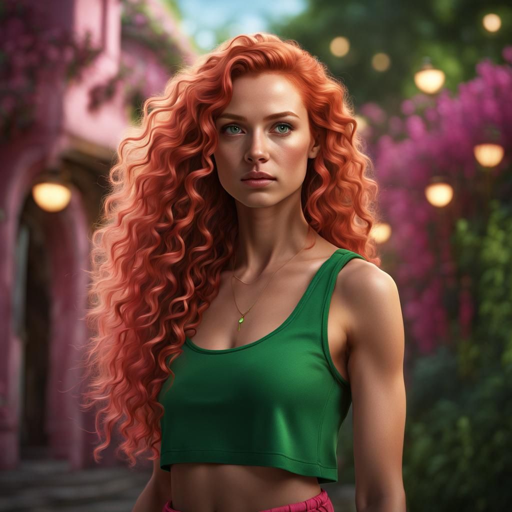 Hyperrealistic Portrait of a Ginger-Haired Woman
