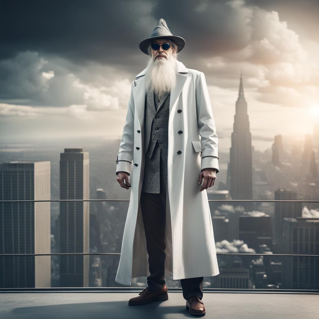 Saruman the White Atop the Isengard Tower Skyscraper