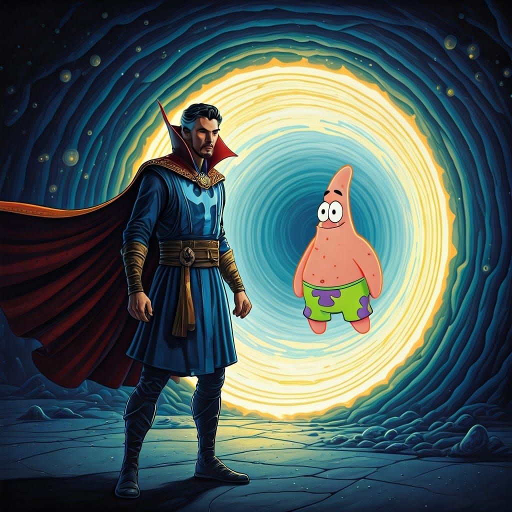 Doctor Strange Meets Patrick Star in Psychedelic Portal