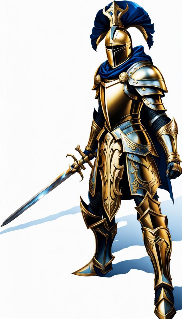 Ornate Knight Dual Wielding Swords in Dark Fantasy Style