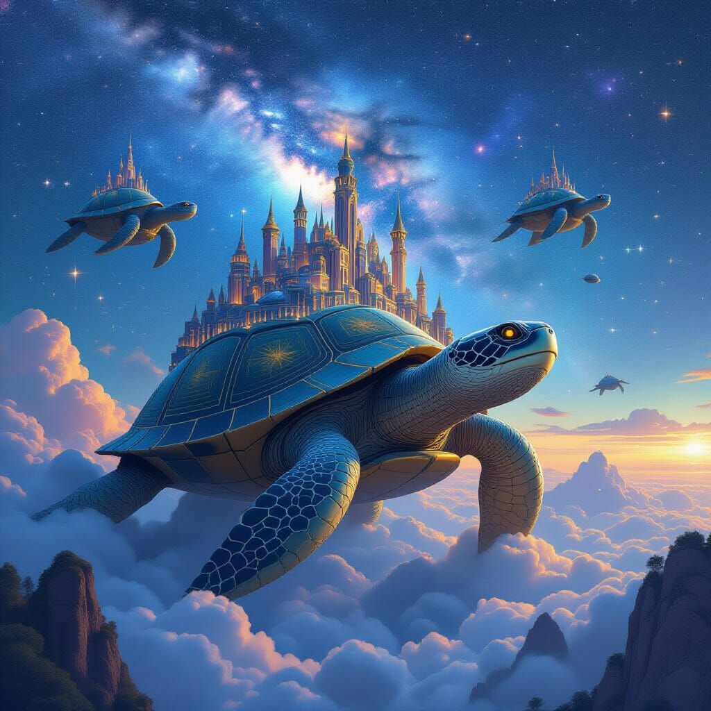 Fantastical City on Space Turtles: Matte Painting