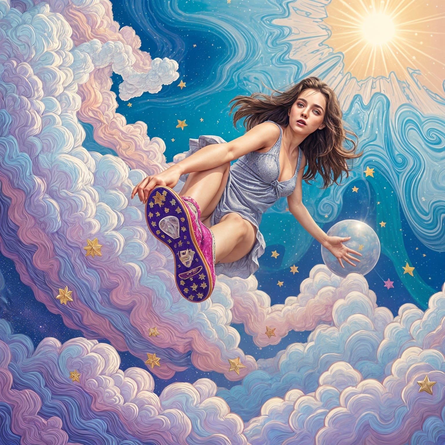 Lucy in the Sky with Diamonds on Her Shoes