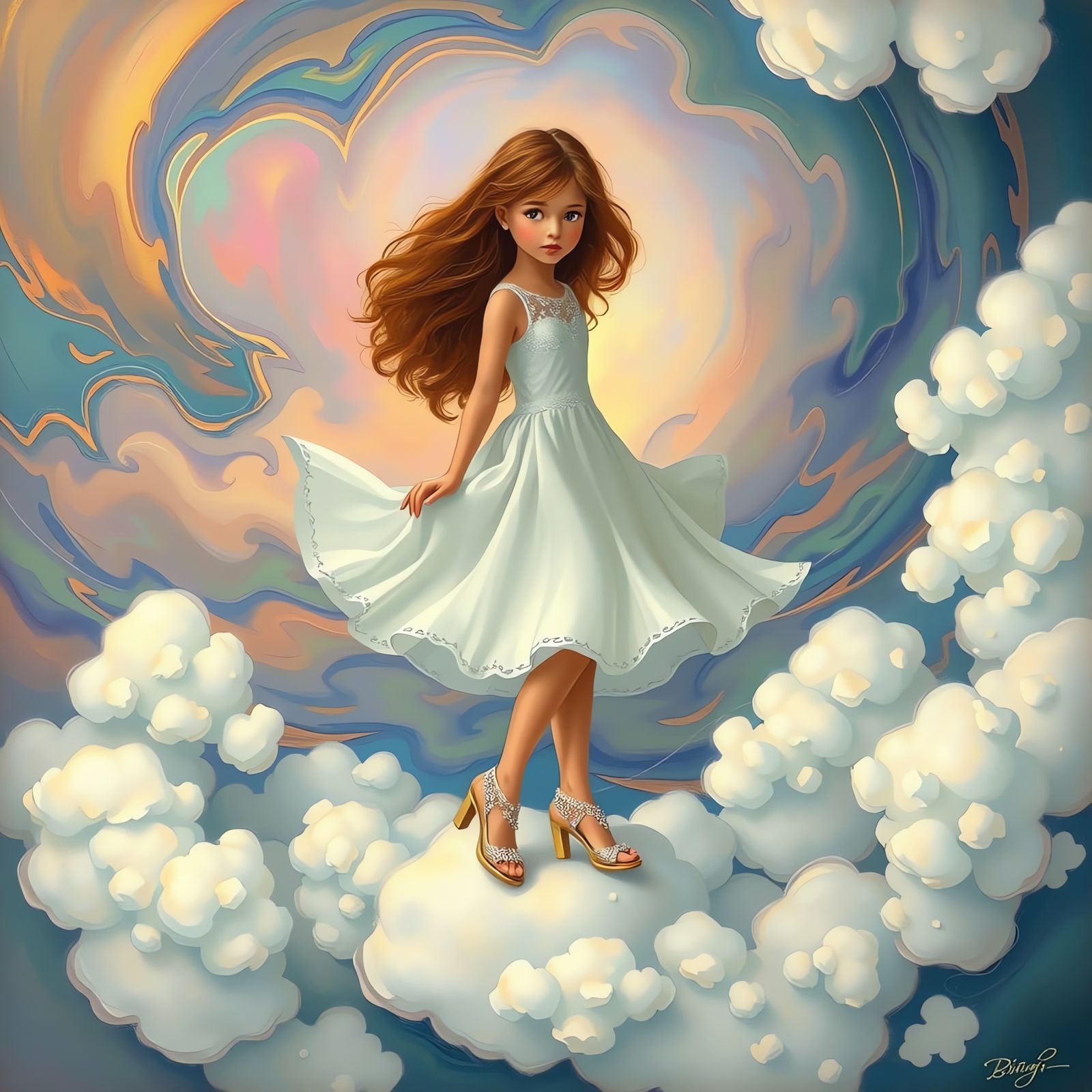 Dreamy Girl on a Cloudy Daydream