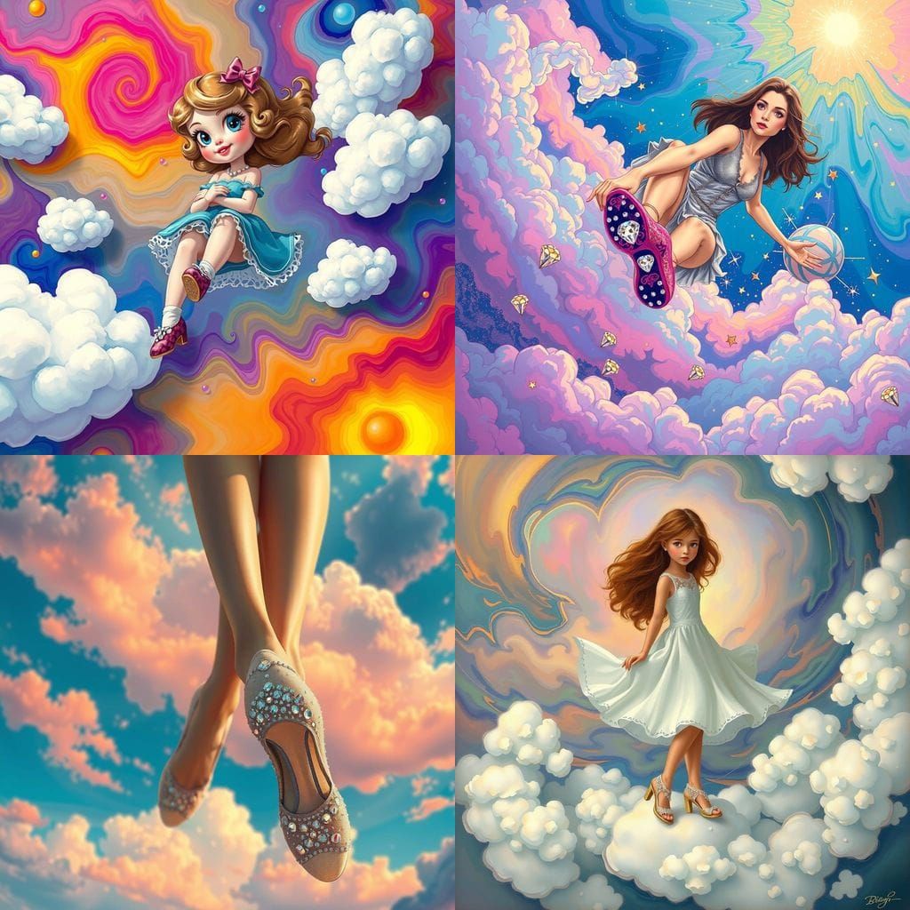 Lucy in Cosmic Wonderland with Glittering Footwear