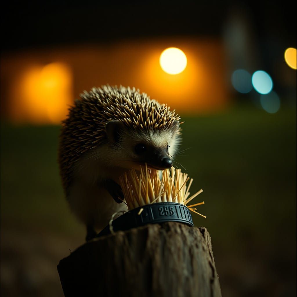 Hedgehog Captured in Cinematic 35mm Film Still