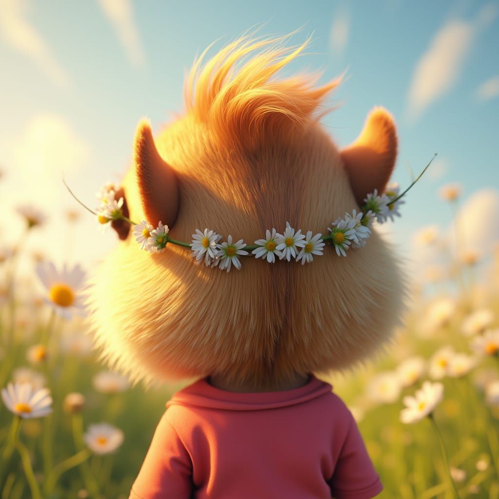 Blonde Chipmunk in Field: Pixar-Style 3D Render