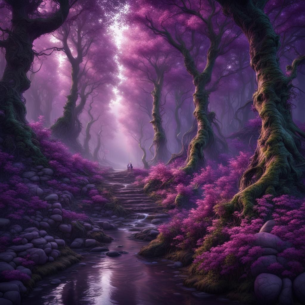 Purple mystical forest