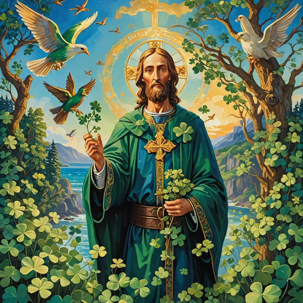 Christ and Saint Patrick in Impressionist Style