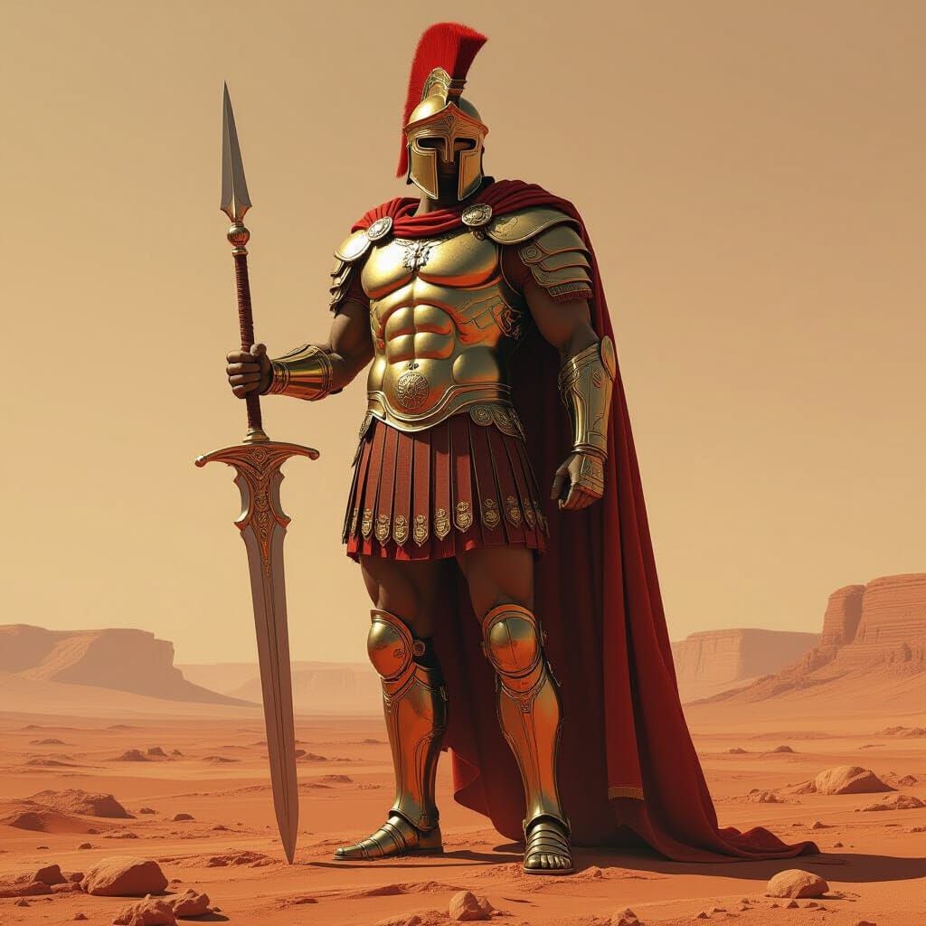 Greco-Roman Mars Statue on Barren Planet