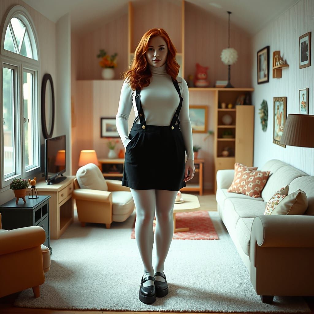Stunning Curvy Redhead in Whimsical Dollhouse Wonderland
