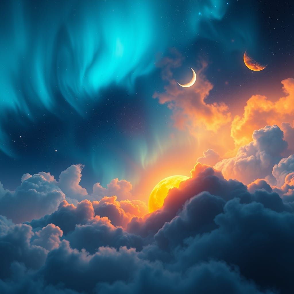 Celestial Sunset in Vibrant, Swirling Colors
