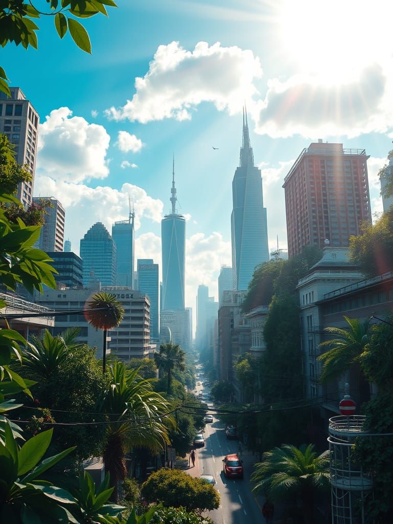 Whimsical Urban Oasis in Soft Focus