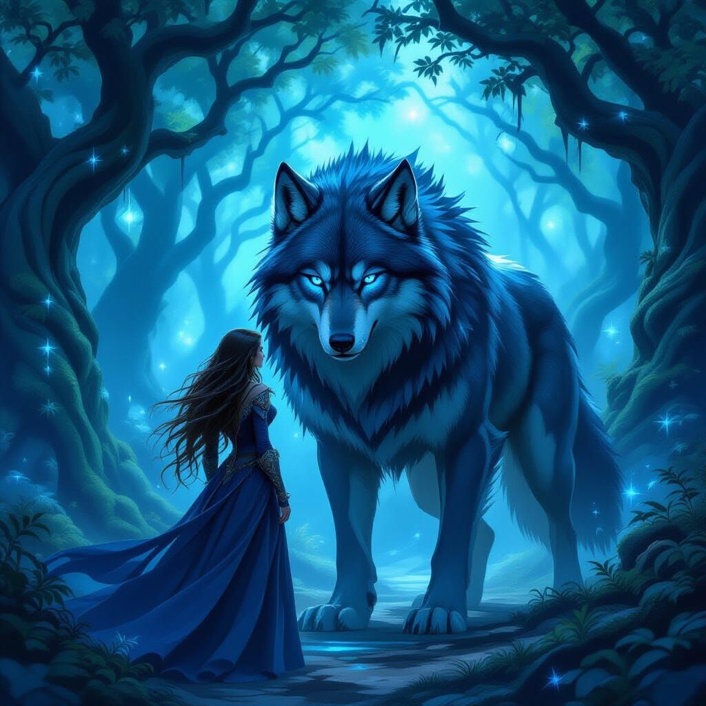 Enchanted Forest Alpha Dire Wolf Family with Glowing Female ...