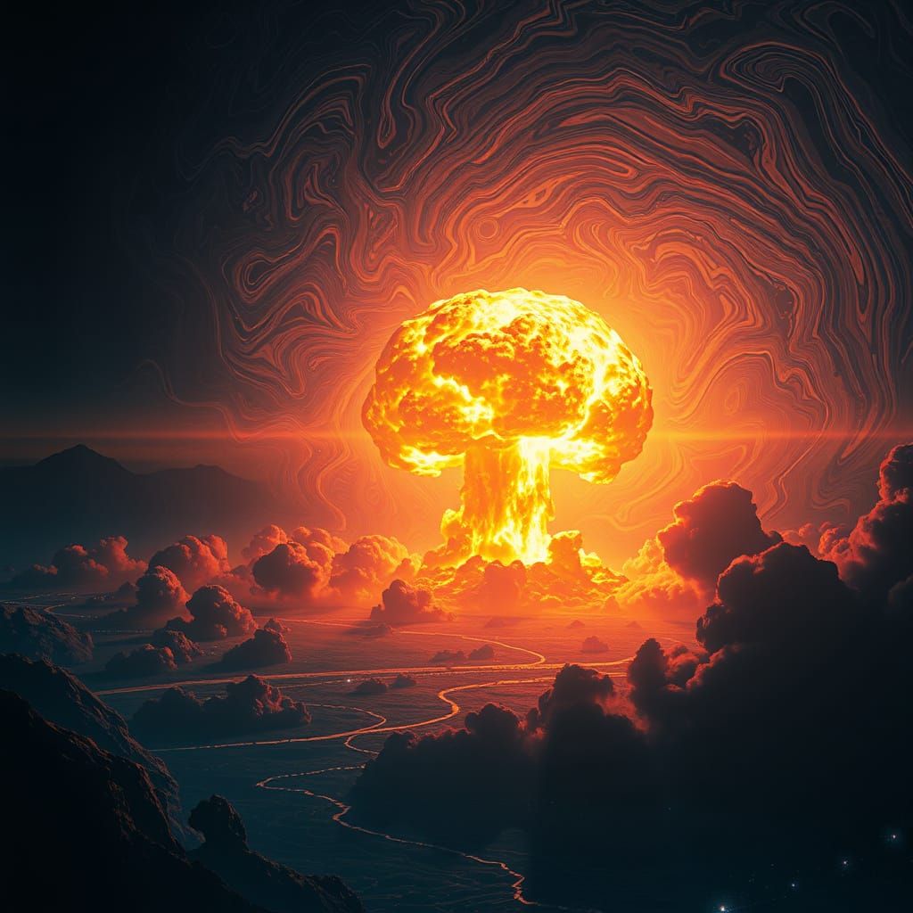 Surreal Apocalypse in Vibrant, Swirling Colors