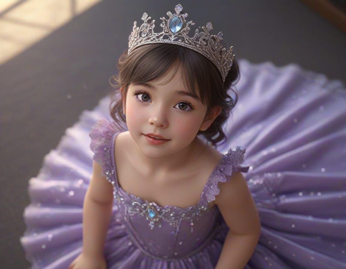 Joyful Young Princess in Detailed Tiara - 3D Anime Art
