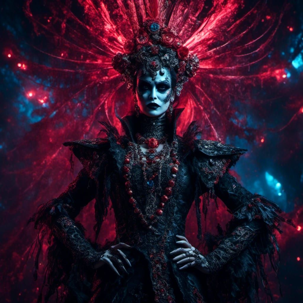 Psychotic Goth Queen in Ornate Voodoo Costume