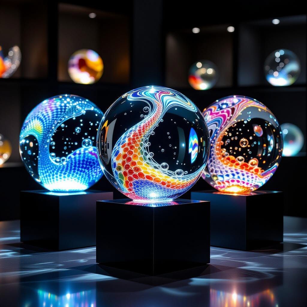 Spectacular Murano Glass Sculptures with LED Lighting