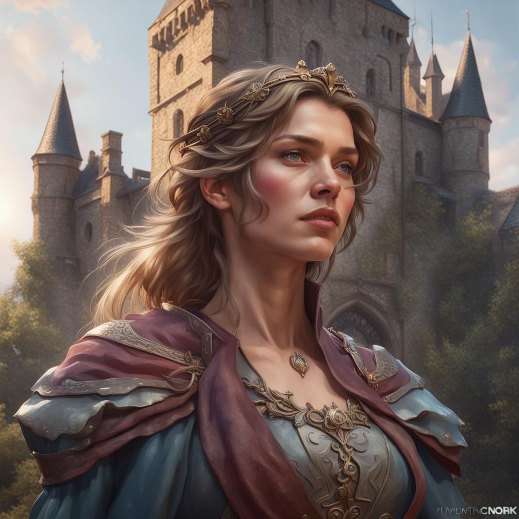 Hyperdetailed Medieval Castle Portrait in Digital Art Style