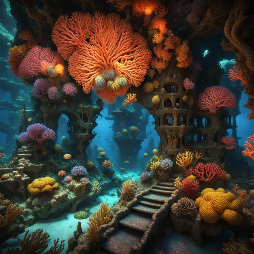 Gaudi-Inspired Coral Reef Colony Underwater Masterpiece