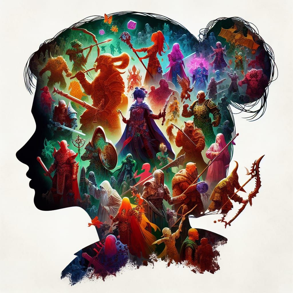 D&D Characters in Double Exposure Silhouette