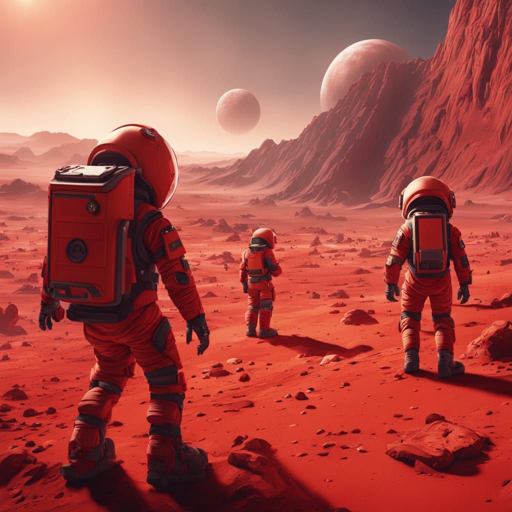 Children Play on Mars Colony in Detailed Matte Painting